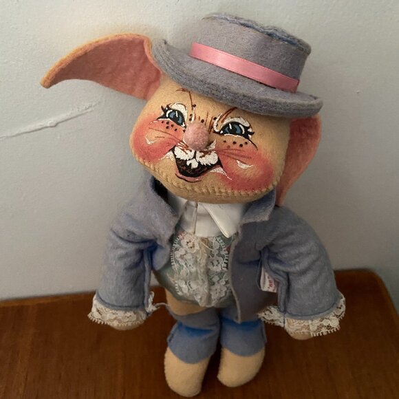 Large Vintage 1988 Mobilitee Annalee 12" Easter Parade Dapper Male Bunny Rabbit - Picture 2 of 5
